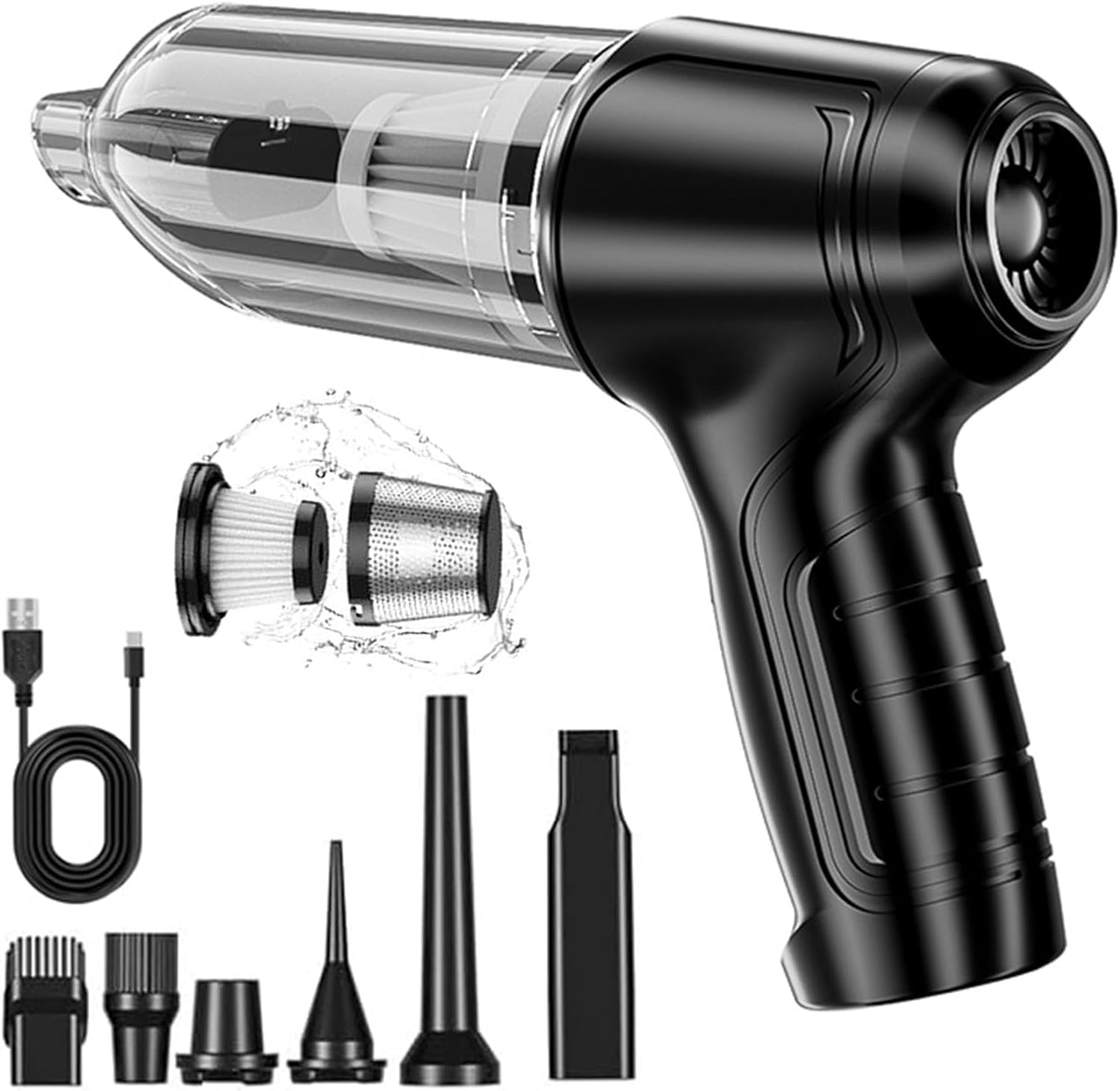 Airifly - Airifly Pro Car Vacuum, Airifly Pro V2 and V3- Portable Air Blower/Car Vacuum, Airified Pro - Airifly Pro Car Vacuum 95000pa, 7 in 1 High Power Handheld Vacuum Cordless (Black)
